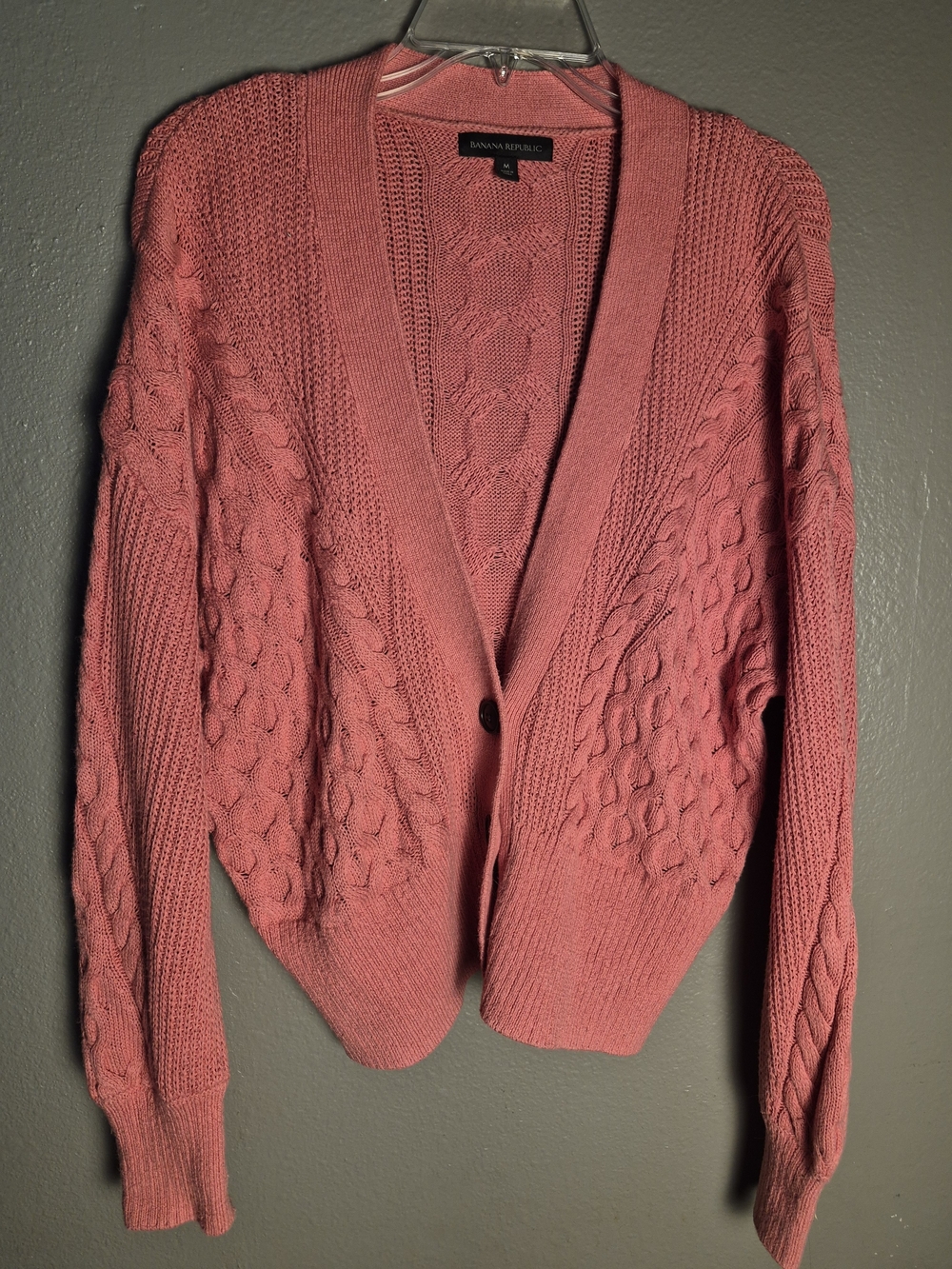 Banana Republic Pink Cable Knit Cardigan Sweater